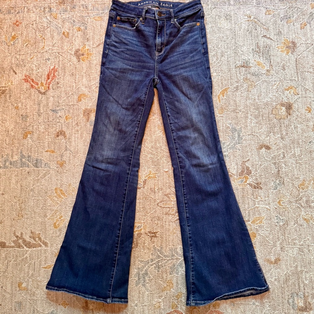 American Eagle Outfitters Blue Flare Wide Leg Jeans
